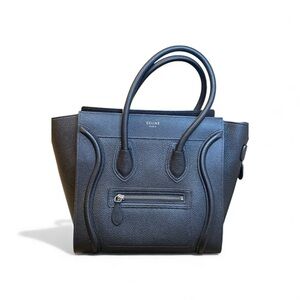 Authentic Celine Micro Luggage Tote – Black Pebbled Leather